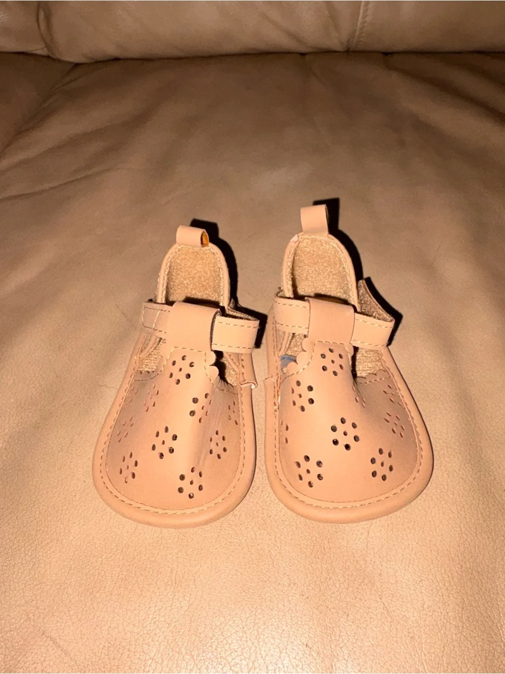 Carter's Tan Perforated T-Strap Baby Sandals
